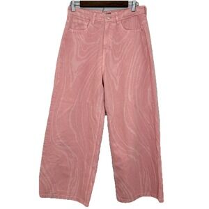 Wide Leg Pink Flare Jeans